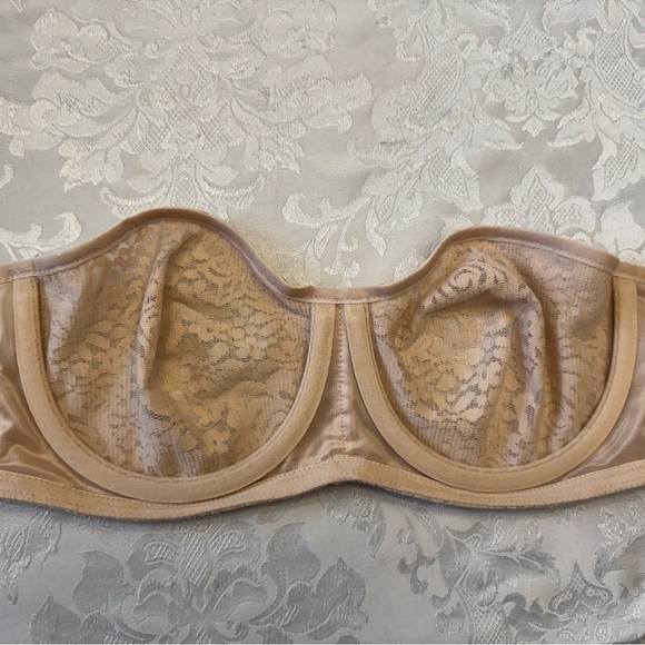 Wacoal Bra 36D Halo Lace Strapless Underwire Beige lace 854205 Unlined Bride‎ - Picture 7 of 8